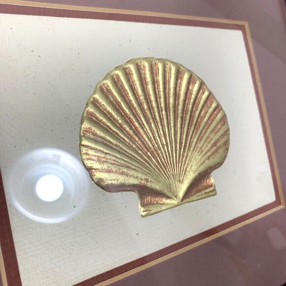 Embossed Copper Gold Seashell Scallop Shell Framed Matted From Figi Giftware - Picture 2 of 6